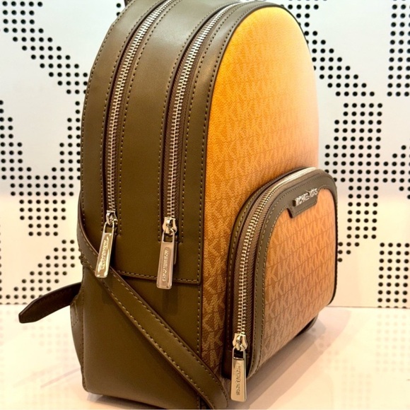 Michael Kors Jaycee Medium Ombré Signature Logo Backpack Olive Combo - Picture 5 of 10